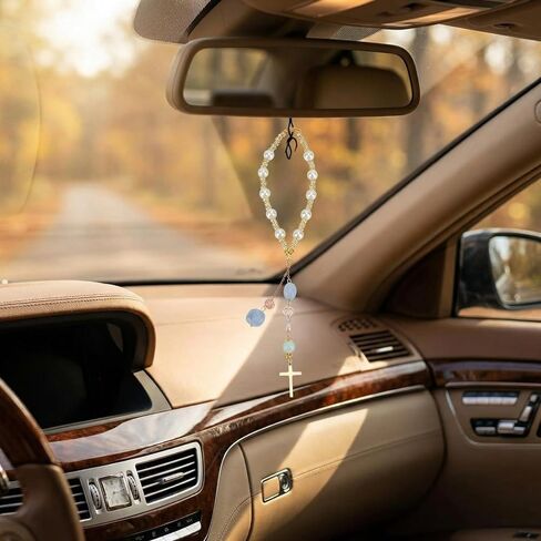 Faith-Inspired Car Accessories, Cross for Car Mirror Hanging, Jade Car Pendant, Inspirational Car Decor, Single Piece Car Hanging Ornament in Saudi Arabia