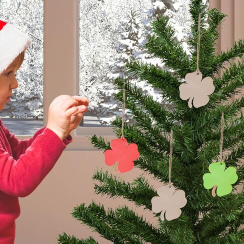 Amosfun حلي خشبية بأربع أوراق البرسيم عيد القديس باتريك DIY الفنون والحرف الخشبية زينة معلقة خشبية شامروك ديكورات الحفلات 20 قطعة in Kuwait