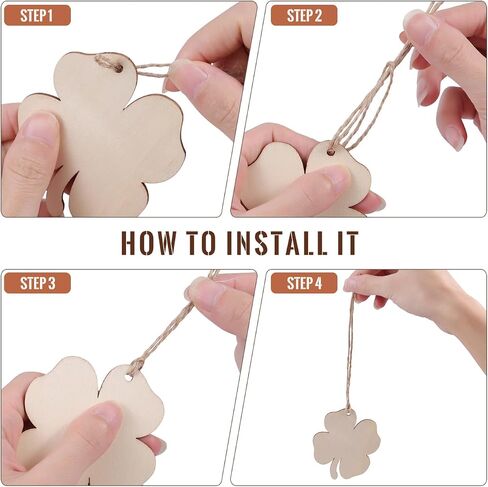 Amosfun حلي خشبية بأربع أوراق البرسيم عيد القديس باتريك DIY الفنون والحرف الخشبية زينة معلقة خشبية شامروك ديكورات الحفلات 20 قطعة in Kuwait