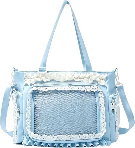 Fozehlad Nylon Ita Bag with Clear Window, DIY Display Crossbody Bag for Anime Collection, Waterproof Messenger Shoulder Bag in Saudi Arabia
