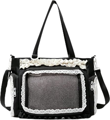 Fozehlad Nylon Ita Bag with Clear Window, DIY Display Crossbody Bag for Anime Collection, Waterproof Messenger Shoulder Bag in Saudi Arabia