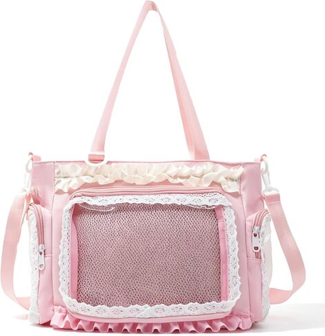 Fozehlad Nylon Ita Bag with Clear Window, DIY Display Crossbody Bag for Anime Collection, Waterproof Messenger Shoulder Bag in Saudi Arabia