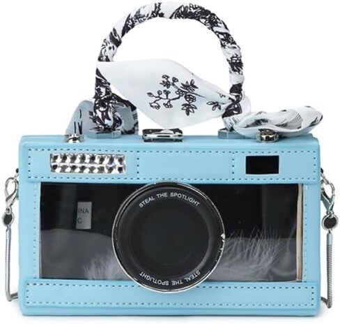 Camera Shaped Purse Handbag, PU Leather Casual Fashion Funny Snapshot Shoulder Bag, Vintage Novelty Box Crossbody Clutch in Saudi Arabia