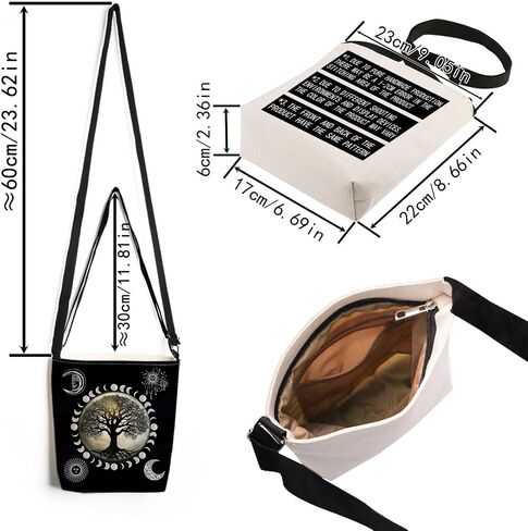 Tree of Life Print Canvas Crossbody Bag, Adjustable Strap Lightweight Purse with Top Zipper & Inner Pocket, Daily Shoulder Bag Gift for Women -3 in Saudi Arabia