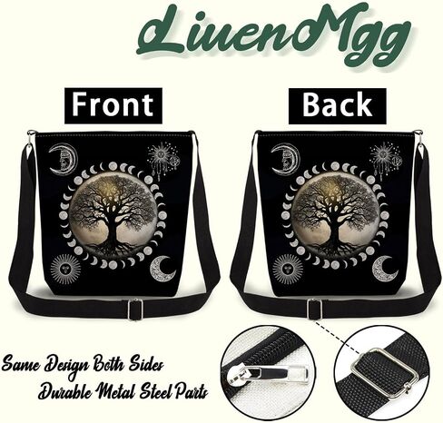 Tree of Life Print Canvas Crossbody Bag, Adjustable Strap Lightweight Purse with Top Zipper & Inner Pocket, Daily Shoulder Bag Gift for Women -3 in Saudi Arabia