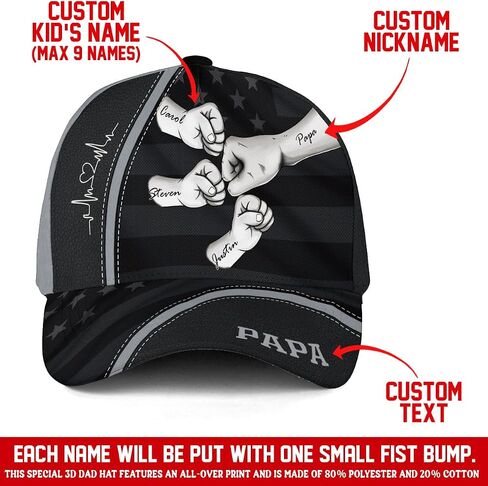 Custom Papa Hats, Personalized Daddy Hat, Customized Dad Hat, Personalized Fathers Day Hat, Fist Bump Hat in Saudi Arabia