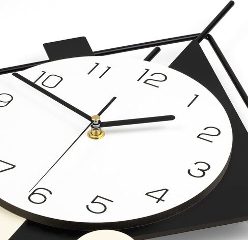 Modern Wall Clock for Living Room Decor Big Decorative Metal Wall Clock with Pendulum 15 Inch Large Black Silent Quality Quartz Clock Non Ticking Battery Operated for Kitchen Office Bedroom in Saudi Arabia