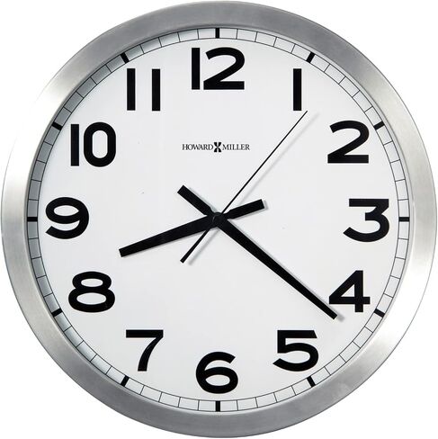 Howard Miller Gooding Wall Clock II 547-688 – Modern Round Brushed Aluminum, Flat Glass Crystal, Sturdy Metal Frame, Classic Black Accents, Quartz Movement in Kuwait