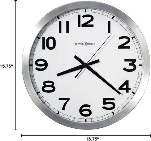 Howard Miller Gooding Wall Clock II 547-688 – Modern Round Brushed Aluminum, Flat Glass Crystal, Sturdy Metal Frame, Classic Black Accents, Quartz Movement in Kuwait