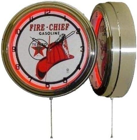 Texaco 16" Fire Chief Gasoline Motor Oil Gas Station Sign Neon Clock by MCA in Saudi Arabia