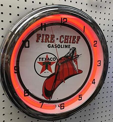 Texaco 16" Fire Chief Gasoline Motor Oil Gas Station Sign Neon Clock by MCA in Saudi Arabia