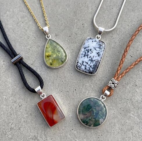 Handmade 5pcs Natural Crystal & Gemstone Pendant Set for Necklaces, Vintage Boho Pendants Pack for Women (Plain Bezel Pendant Set 10 Pcs) in Saudi Arabia