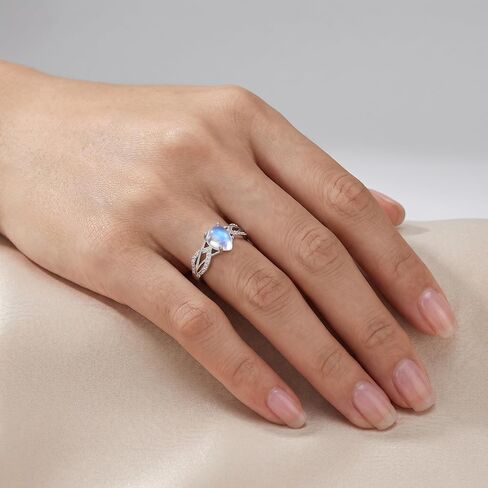 925 Sterling Silver Pear-Shaped Moonstone Ring for Women, Bohemian Infinity Knot Design, Celestial Vintage Jewelry, Gift for Her, Size 6-10 in Kuwait