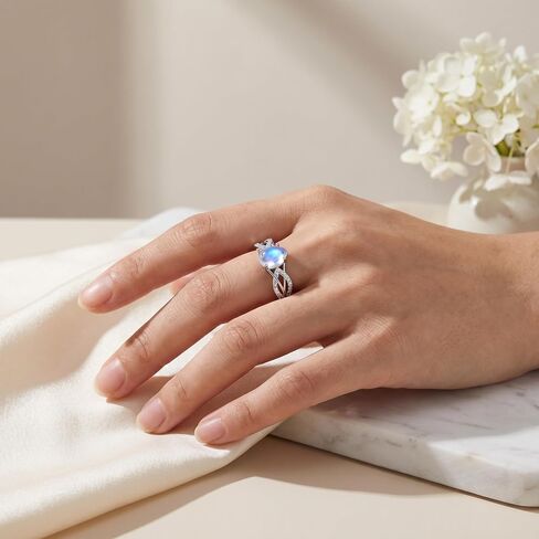 925 Sterling Silver Pear-Shaped Moonstone Ring for Women, Bohemian Infinity Knot Design, Celestial Vintage Jewelry, Gift for Her, Size 6-10 in Kuwait