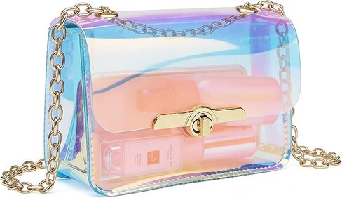 Holographic Message Bags Women's Clear Chain Shoulder Bag Cross Body Bag in Kuwait