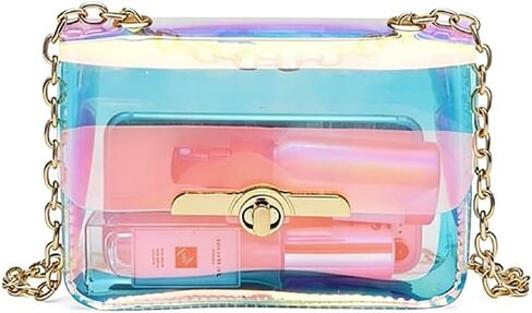 Holographic Message Bags Women's Clear Chain Shoulder Bag Cross Body Bag in Kuwait