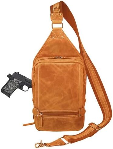 Slim Crossbody Concealed Carry Purse Distressed Caramel Buffalo GTM-CZY/108 in Kuwait