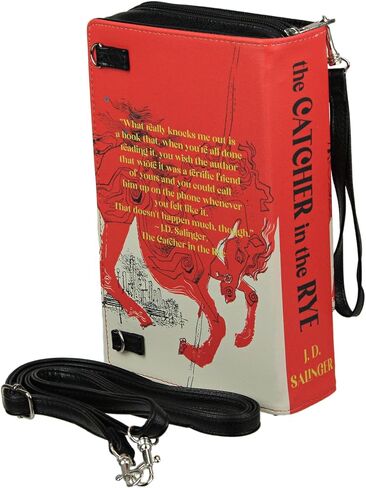 حقيبة على شكل كتاب باللونين الأحمر والأبيض من The Catcher in the Rye، حقيبة كروس أو حزام معصم، بطول 9.25 سم، مثالية لمحبي الأدب ومحبي الكلاسيكية الحديثة in Kuwait