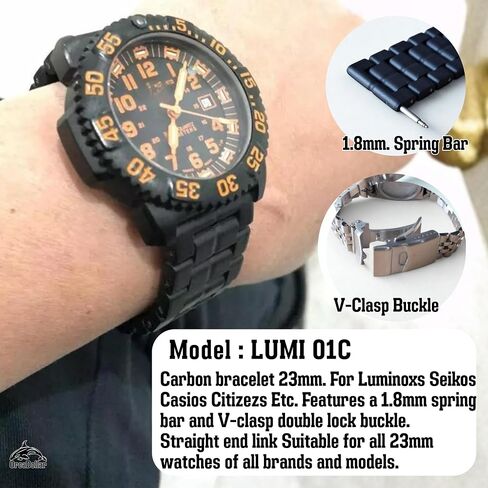 23mm Poly Carbonate Bracelet Watch Band For Luminox 3050 3950 Navy Seal COLORMARK features a 1.8mm Spring bar and V-Clasp double lock buckle Stainless Steel. Straight End link perfectly your watch 23mm.(Modal:LUMI 01C) in Saudi Arabia