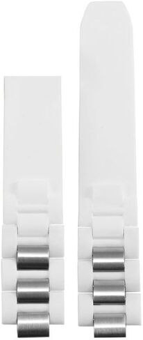 20mm Rubber Silicone Watch Band Stainless Steel Link Strap Replacement Compatible With Cartier 21 Chronoscaph Watch Black White in Saudi Arabia