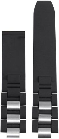 20mm Rubber Silicone Watch Band Stainless Steel Link Strap Replacement Compatible With Cartier 21 Chronoscaph Watch Black White in Saudi Arabia