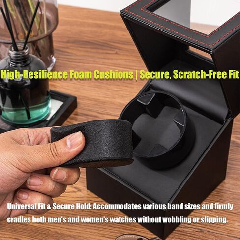Premium Leather Watch Winder - Silent Motor with Adjustable Rotation, Soft Flexible Watch Pillows, Surprise Gifts for Father, Brother and Friend in Saudi Arabia