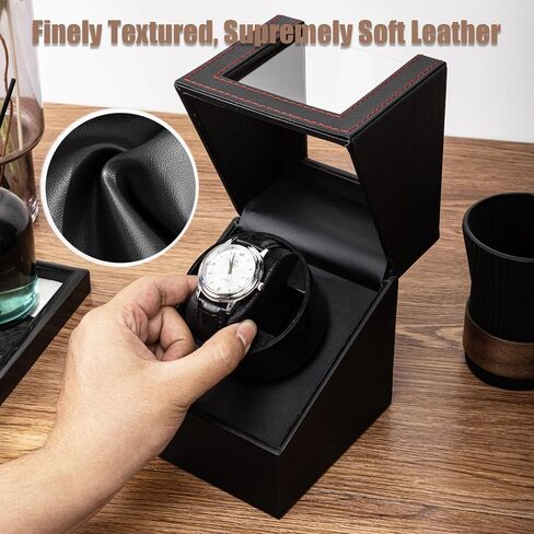 Premium Leather Watch Winder - Silent Motor with Adjustable Rotation, Soft Flexible Watch Pillows, Surprise Gifts for Father, Brother and Friend in Saudi Arabia