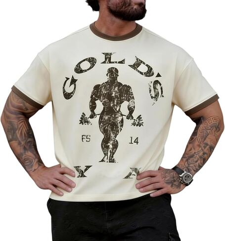 Men's Oversized Ribbed Quick-Dry Tee Embroidered Sleeve Logo Big & Tall Gym Casual T-Shirt in Saudi Arabia