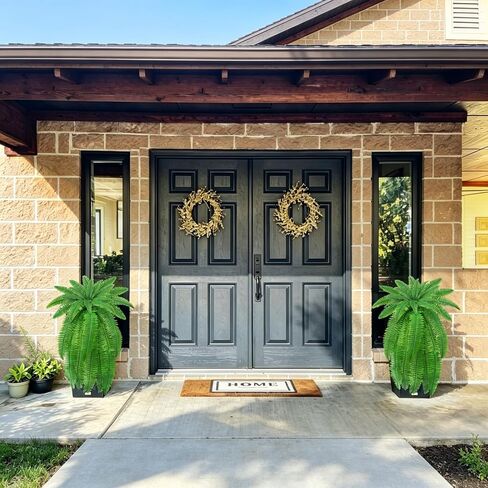 Zythrem 4 Pcs Artificial Ferns for Outdoors 37.5in UV Resistant with Likelife Leaves Artificial Boston Fern Large Fake Fern for Outside Front Porch Planters Enterway Patio Home Decoration in Saudi Arabia