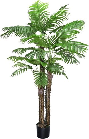 ROOMTEC Artificial Phoenix Palm Tree,8FT Pre Potted Faux Greenery Plant, Outdoor Indoor Large Faux Coconut Silk Palm Plants Tropical Fake Tree for Outside Porch Patio Garden Home Office Decor in Saudi Arabia