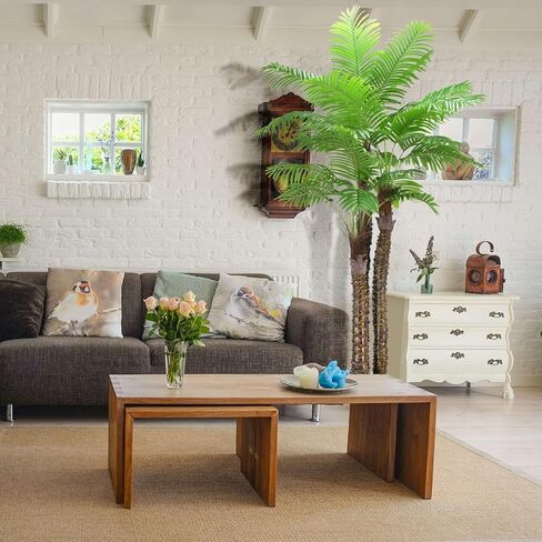 ROOMTEC Artificial Phoenix Palm Tree,8FT Pre Potted Faux Greenery Plant, Outdoor Indoor Large Faux Coconut Silk Palm Plants Tropical Fake Tree for Outside Porch Patio Garden Home Office Decor in Saudi Arabia
