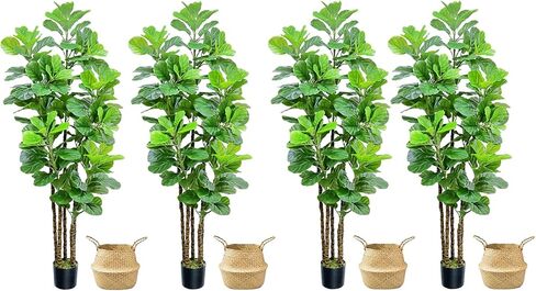 ROOMTEC Artificial Phoenix Palm Tree,8FT Pre Potted Faux Greenery Plant, Outdoor Indoor Large Faux Coconut Silk Palm Plants Tropical Fake Tree for Outside Porch Patio Garden Home Office Decor in Saudi Arabia