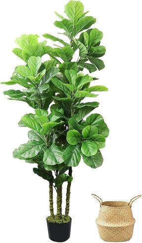 ROOMTEC Artificial Phoenix Palm Tree,8FT Pre Potted Faux Greenery Plant, Outdoor Indoor Large Faux Coconut Silk Palm Plants Tropical Fake Tree for Outside Porch Patio Garden Home Office Decor in Saudi Arabia