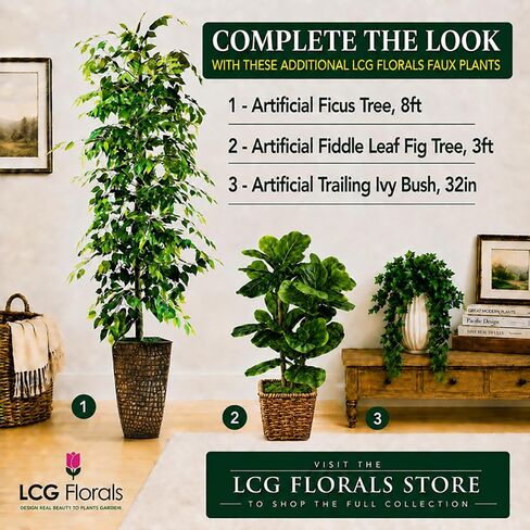 LCG Florals نبات معلق مزيف، شجيرة اللبلاب الصناعية 32 بوصة - كرمة اللبلاب الصناعية للديكور الداخلي، جذع أخضر واقعي للمزارعين والأرفف والنباتات المعلقة على الحائط (بدون وعاء) in Kuwait