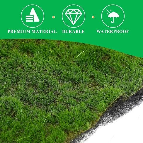 Artificial Moss Mat - Realistic Fake Moss Carpet for Garden Decor Indoor Outdoor Craft Projects Soft Decorative Green Landscape 11.81X11.81In in Kuwait