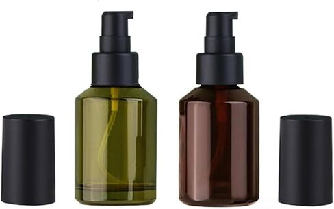 2Pcs Empty Glass Lotion Bottles with Pump Dispenser - 60ml/2oz Travel Containers Leakproof Liquid Foundation Bottle Ideal for Cosmetic Creams Shampoo Essential Oils in Saudi Arabia
