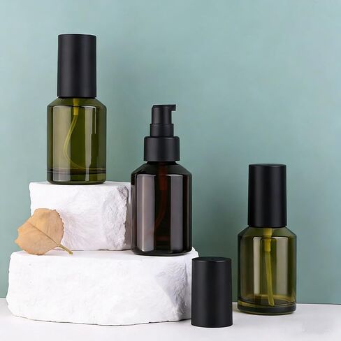 2Pcs Empty Glass Lotion Bottles with Pump Dispenser - 60ml/2oz Travel Containers Leakproof Liquid Foundation Bottle Ideal for Cosmetic Creams Shampoo Essential Oils in Saudi Arabia