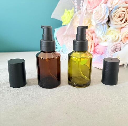 2Pcs Empty Glass Lotion Bottles with Pump Dispenser - 60ml/2oz Travel Containers Leakproof Liquid Foundation Bottle Ideal for Cosmetic Creams Shampoo Essential Oils in Saudi Arabia