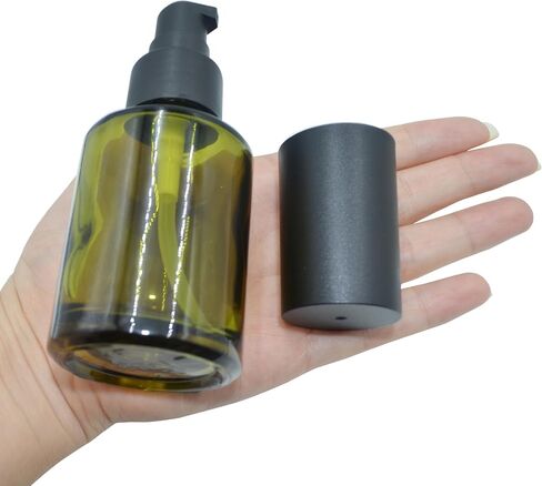 2Pcs Empty Glass Lotion Bottles with Pump Dispenser - 60ml/2oz Travel Containers Leakproof Liquid Foundation Bottle Ideal for Cosmetic Creams Shampoo Essential Oils in Saudi Arabia