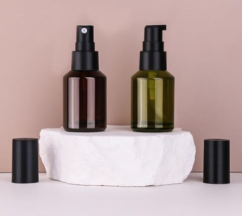 2Pcs Empty Glass Lotion Bottles with Pump Dispenser - 60ml/2oz Travel Containers Leakproof Liquid Foundation Bottle Ideal for Cosmetic Creams Shampoo Essential Oils in Saudi Arabia