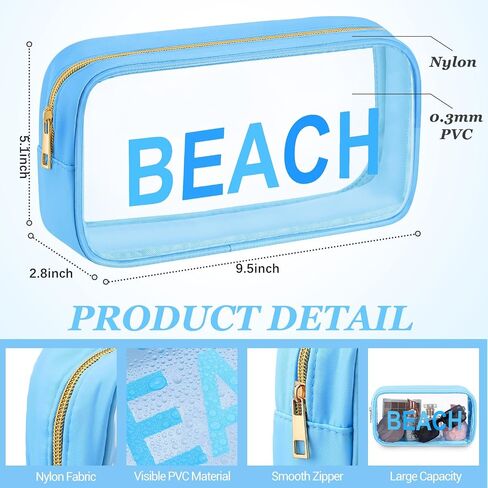 6 Pcs Clear Beach Bags Bulk Sunscreen Bag Makeup Pouch Beach Vacation Essentials for Women Nylon Clear Travel Case Cosmetic Colorful Swim Pouch Waterproof PVC Organizer Summer Toiletry Case in Saudi Arabia
