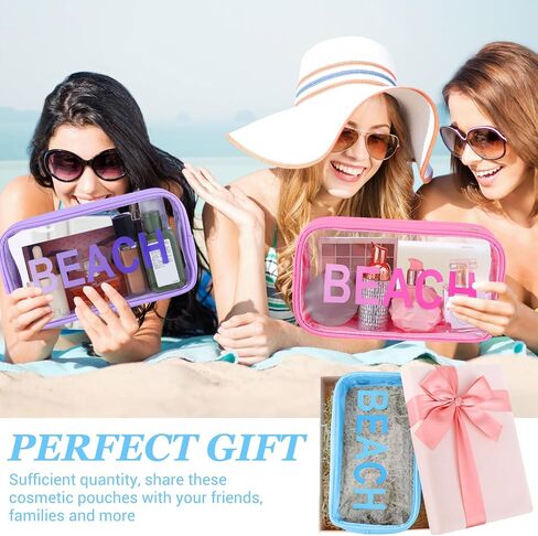 6 Pcs Clear Beach Bags Bulk Sunscreen Bag Makeup Pouch Beach Vacation Essentials for Women Nylon Clear Travel Case Cosmetic Colorful Swim Pouch Waterproof PVC Organizer Summer Toiletry Case in Saudi Arabia