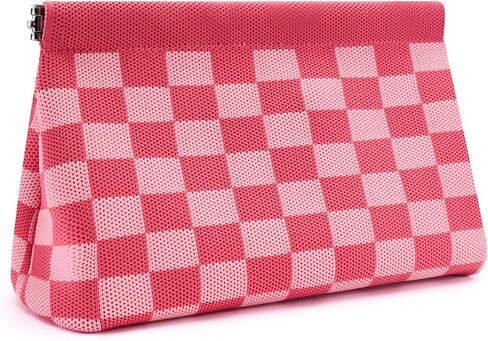Small Makeup Bag for Purse,Cute Travel Makeup Pouch, Perfect Cosmetic & Toiletry Bag for Women, Lipstick Case & Brush Holder, Mini Vanity Organizer(LB_Dark Orange-Light Blue) in Saudi Arabia