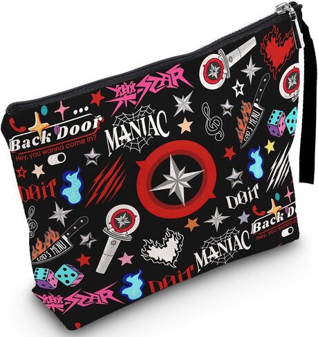 SKZ Stray Inspired Merch Makeup Bag for Women, Y2K Grunge Kpop Cosmetic Pouch with Zipper Wristlet, Aesthetic Travel Toiletry Organizer Gift for Kpop Fans Girls Daughter Sister Friend in Saudi Arabia