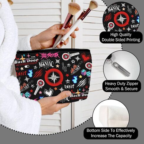 SKZ Stray Inspired Merch Makeup Bag for Women, Y2K Grunge Kpop Cosmetic Pouch with Zipper Wristlet, Aesthetic Travel Toiletry Organizer Gift for Kpop Fans Girls Daughter Sister Friend in Saudi Arabia