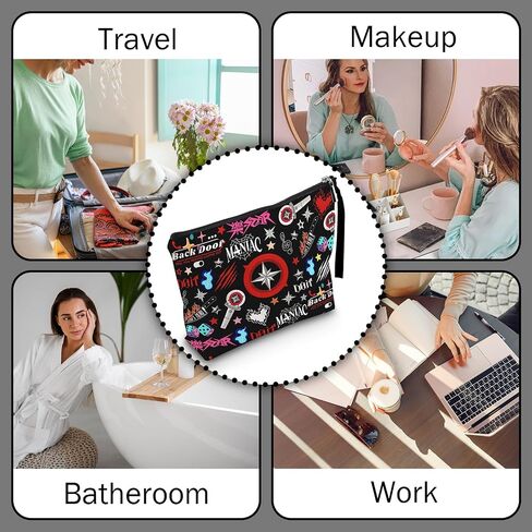 SKZ Stray Inspired Merch Makeup Bag for Women, Y2K Grunge Kpop Cosmetic Pouch with Zipper Wristlet, Aesthetic Travel Toiletry Organizer Gift for Kpop Fans Girls Daughter Sister Friend in Saudi Arabia