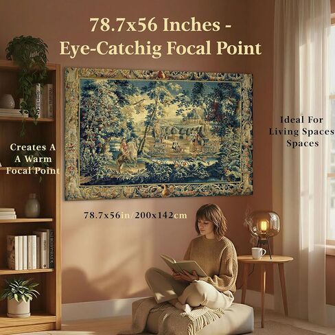 LATETOMT Medieval Knight Tapestry, Antique European Wall Decor 78.7x56in | Featuring a vintage European knight scene with antique garden and French tapestry aesthetics in Saudi Arabia