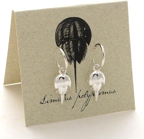 Horseshoe Crab Hoops - sterling silver hoop, sterling silver plate charm in Kuwait