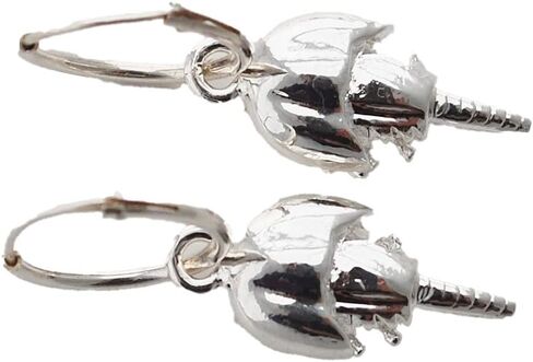 Horseshoe Crab Hoops - sterling silver hoop, sterling silver plate charm in Kuwait