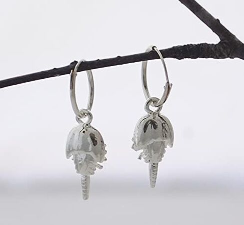 Horseshoe Crab Hoops - sterling silver hoop, sterling silver plate charm in Kuwait